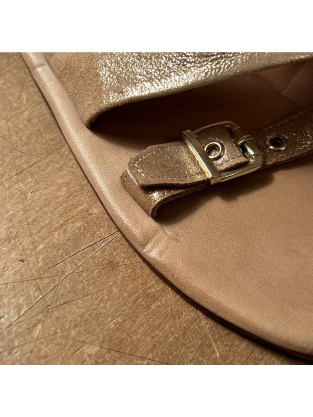 Free People Mila Minimal Sandals Womens Size 7.5 Rose Gold Leather Slip On - Picture 3 of 8